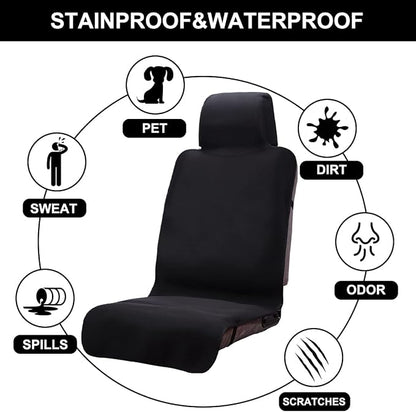 Neoprene Waterproof Car Seat Cover, Black 2pcs, Non-Slip | Car Seat Protector, Sweat-proof, Universal Fit SUV & Truck, Machine Washable, For Gym, Yoga, Pets, Workout, Beach, Swimming - Image 3
