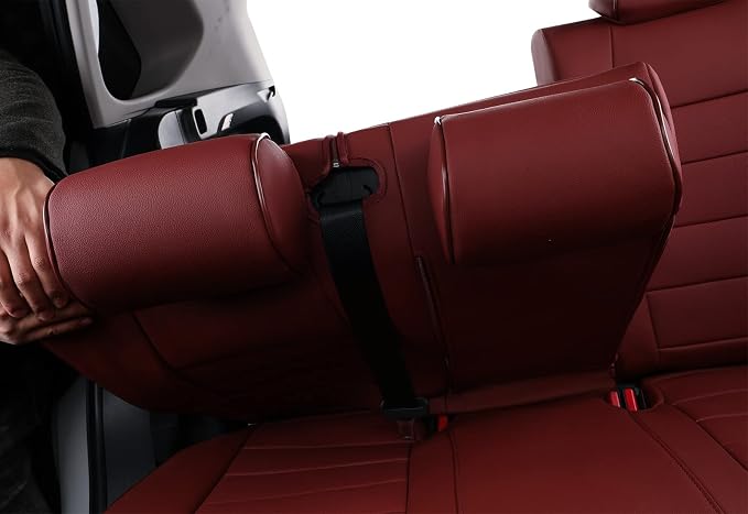 EKR Corolla Seat Cover Custom Fit for Toyota Corolla 2023 2024 2025 2026 LE, Leather Car Seat Cover Full Set-Faux Leather (Burgundy) - Image 4