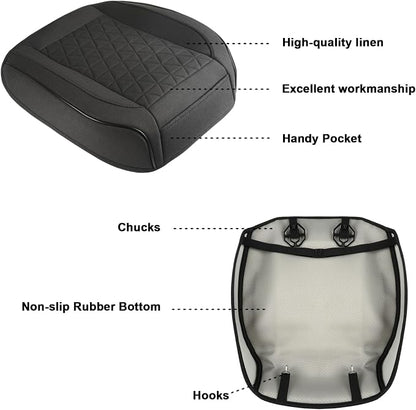 West Llama Linen Front Car Seat Cover Protector Anti-Slip Bottom Seat Cover Fits 95% of Vehicles,Wrapping Around The Bottom,Triangular Pattern(Black-2Pcs) - Image 6