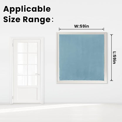 Self Adhesive Curtains, Black Out Shade for Window, Blackout Fabric Temporary Window Coverings Easy to Hang Curtains No Rod Needed, Use for Bedroom, Room, Kitchen, 59"W X 59"L, Lake Blue, 1 Panel - Image 7