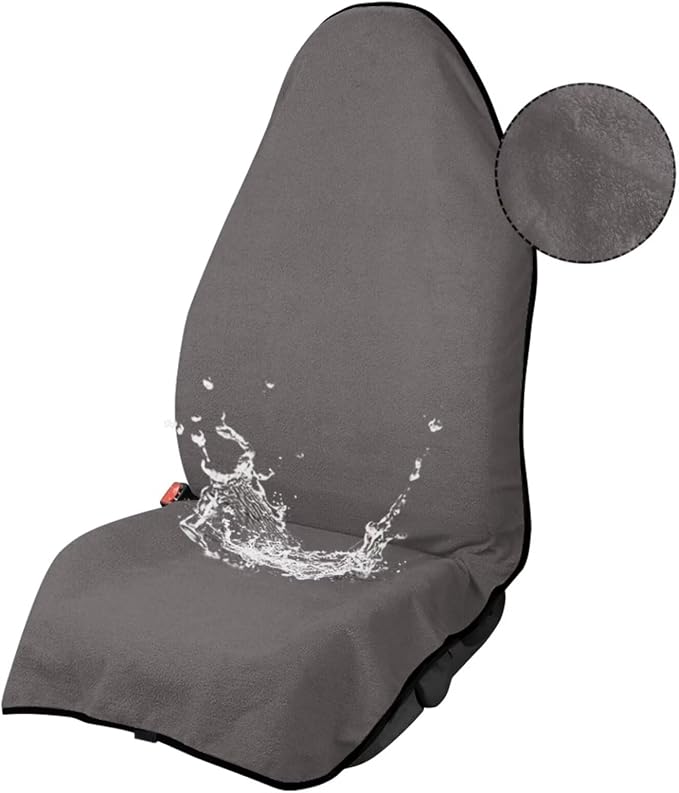 Car Seat Covers - Front Seats Sweat - Absorbent & Waterproof Towel Material, Ideal for Gym, Running, Swimming, Beach & Hiking - Fits Cars, SUVs, Trucks (Classic Gray, 1 Piece) - Image 2