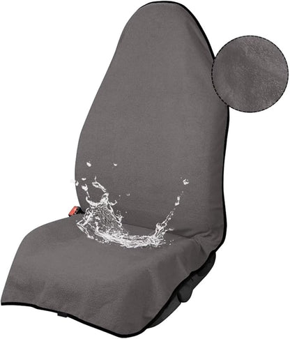 Car Seat Covers - Front Seats Sweat - Absorbent & Waterproof Towel Material, Ideal for Gym, Running, Swimming, Beach & Hiking - Fits Cars, SUVs, Trucks (Classic Gray, 1 Piece) - Image 2