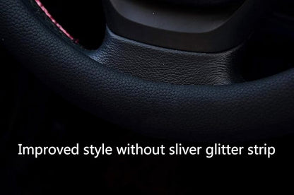 Steering Wheel Cover with Microfiber Leather for Car Truck SUV 15 inch (Black) - Image 4