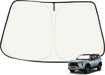 Custom Fit Windshield Sun Shade for Le-xus GX 550 2024-2025 - Full Coverage, 210T Reflective Fabric, Double-Layer Design - Blocks 99% UV Rays, Keeps Car Cool, Easy to Install and Store by Toluoma