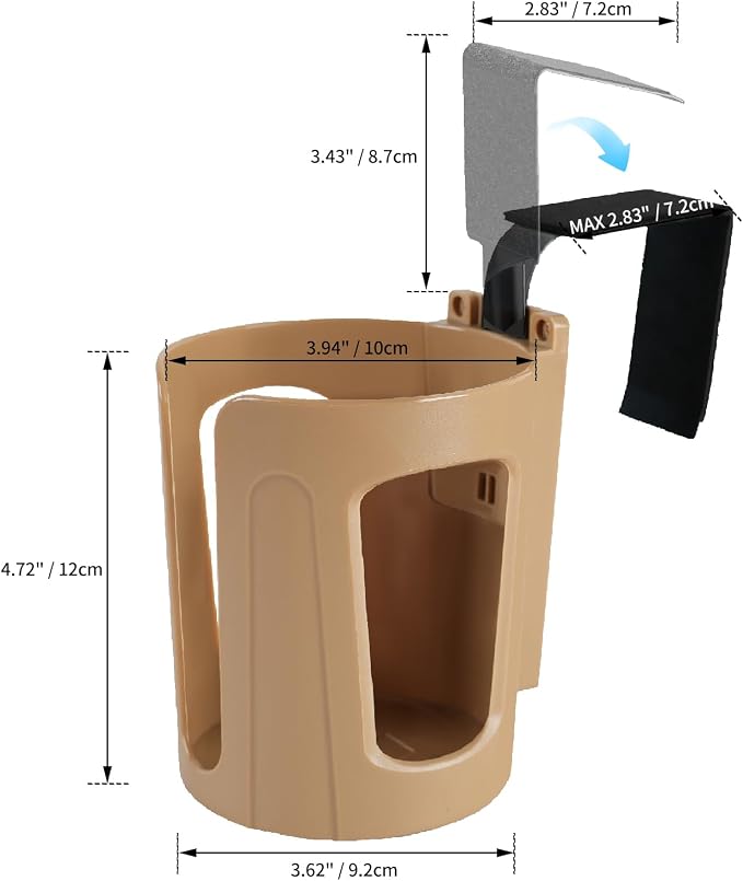 Large Car Door Cup Holder, Side Window Seat Armrest Drink Holder | Shockproof, Scratchproof, Doesn't Scratch Tint, Holds Large 8-40 oz. Bottles, Mugs and Other Big Drinks in 3.15"-3.93" - Image 6