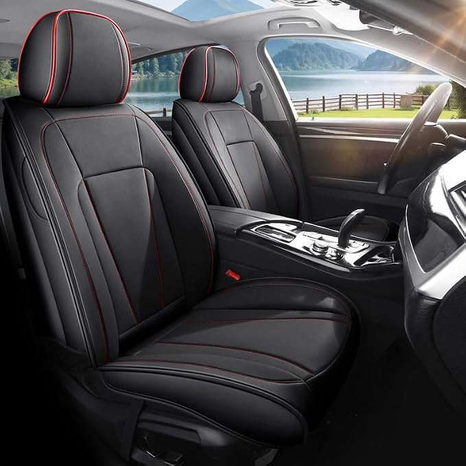 Car Seat Covers Full Set Custom Fit for Honda HR-V 2016-2026 , Black&Red | Premium Faux Leather, Waterproof, Anti-Slip, Airbag Compatible, Breathable, Car Seat Protectors, 2 Rows 5 Seats by Unknown