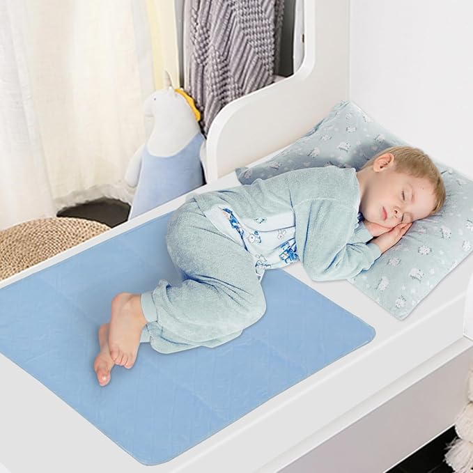 Bed Pads Washable Waterproof for Incontinence 34" x 36", 2 Pack | Reusable Chuck Pads, Underpads Sheet Protector, Pee Pads for Adults, Elderly, Kids, Toddler and Pets, White and Blue - Image 2