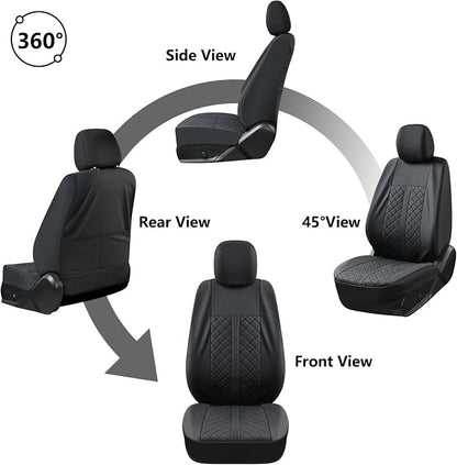 Truckiipa Tacoma Truck Seat Covers Full Set Leather Waterproof Seat Covers Fit for 2005-2015 Toyota Tacoma Double Crew Cab, Full Set, Black - Image 4