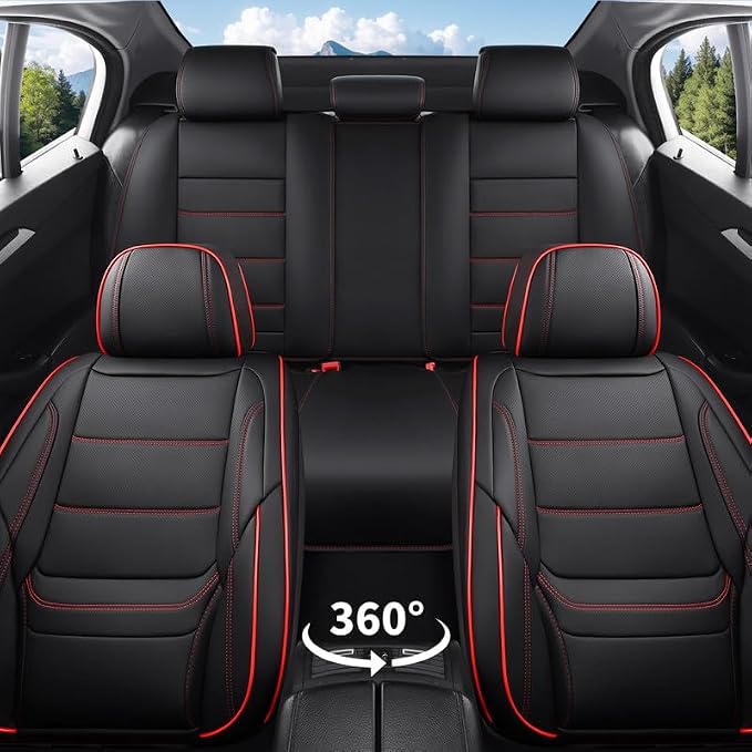 Car Seat Covers Full Set Custom Fit For Lexus GX460 2008-2023, Black&Red | Lumbar Support, Premium Faux Leather, Breathable, Anti-Slip, Airbag Compatible, Waterproof, Car Seat Protectors, 2 Row-5Seat - Image 2