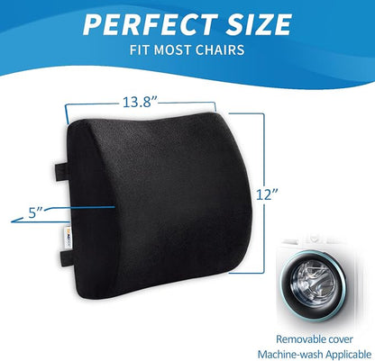 SAIREIDER Comfortable Lumbar Support Pillow for Office Chair, Memory Foam Back Support Pillows for Car、Gaming Chair、 Home Chair, Back Pain Relief Improve Posture, Double Adjustable Straps(Black) - Image 6