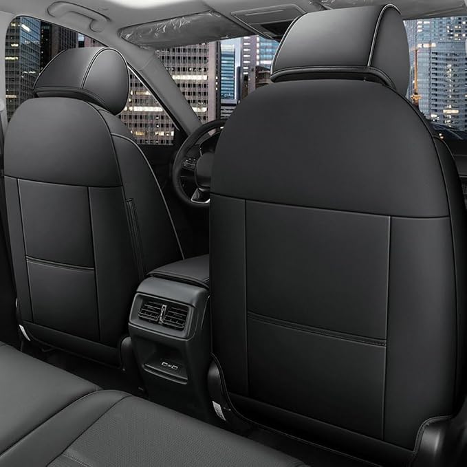 CocheFamilia CRV Seat Covers Custom Fit for Honda CRV 2023 2024 2025 2026 Leather Car Seat Cover Full Set for Trucks SUV,Waterproof Car Seat Cushion,Faux Leather (Black) - Image 2