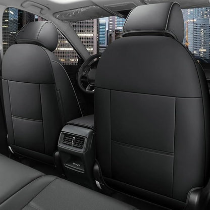 CocheFamilia CRV Seat Covers Custom Fit for Honda CRV 2023 2024 2025 2026 Leather Car Seat Cover Full Set for Trucks SUV,Waterproof Car Seat Cushion,Faux Leather (Black) - Image 2