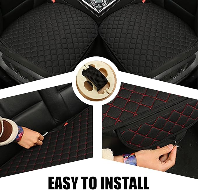 povtii Car Seat Bottom Cover Pad, Breathable Auto Front Seat Protector with Storage Pocket, Comfortable Seat Bottom Cushion Mat for Most Vehicle, Universal Interior Car Accessories (Black) - Image 5