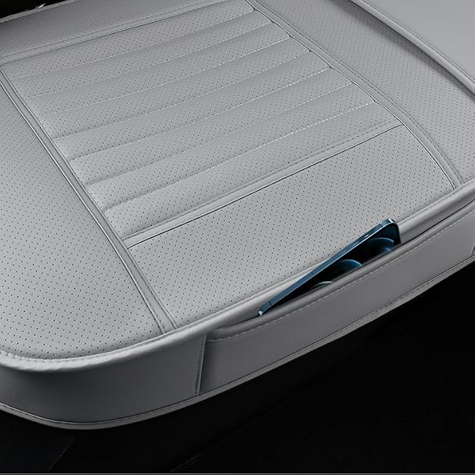 Back Seat Covers, Rear Seat Cushions, Auto Bench Protector with Breathable PU Leather and Non-Slip Bottom Universal for 4 Season (Gray, 61" x 20. 5") - Image 3