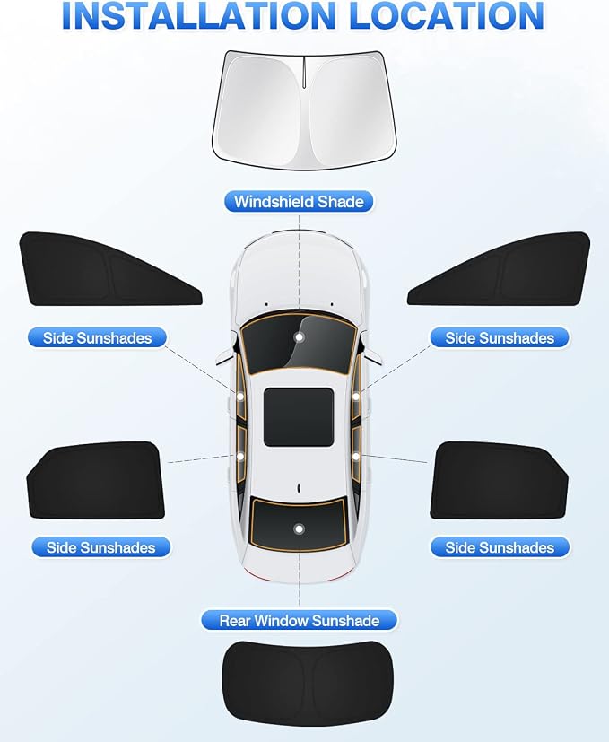 Canvcle Sunshades for 2016-2022 Lexus RX Accessories Windshield Sun Shade Side Rear Window Shade Cover Sun Visor Shield Privacy Protection for Camping Keep Vehicle Cool Black 6PCS - Image 6