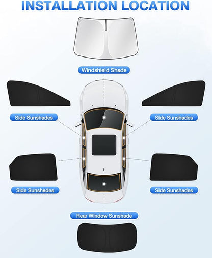 Canvcle Sunshades for 2016-2022 Lexus RX Accessories Windshield Sun Shade Side Rear Window Shade Cover Sun Visor Shield Privacy Protection for Camping Keep Vehicle Cool Black 6PCS - Image 6
