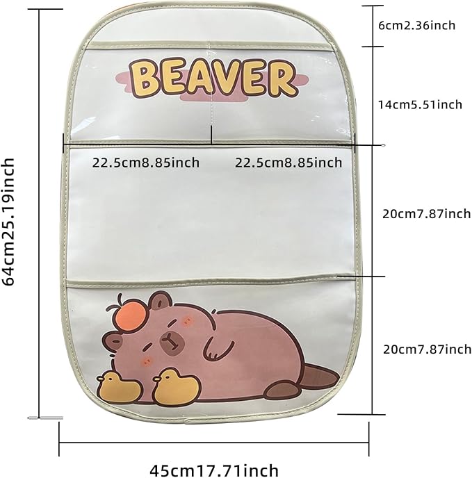 kids Leather Car Backseat Organizer with Foldable Table Tray, Car Storage Organizer with Tablet Holder, Car Seat Back Protectors Kick Mats, Travel Accessories (Capybara) - Image 3