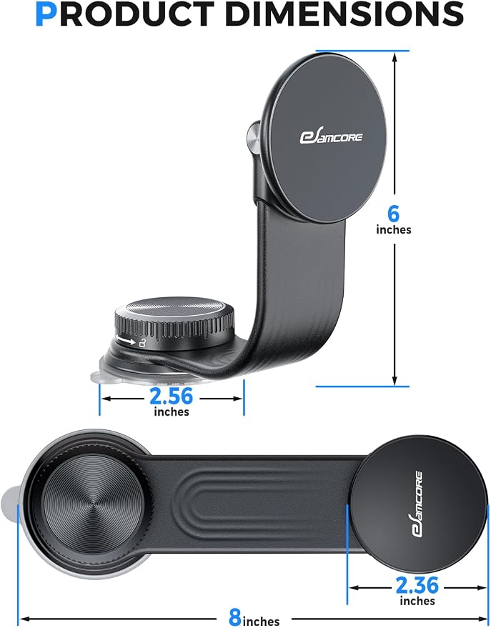 Magsafe Car Mount, Bendable Alloy Arm Magnetic Phone Holders for Your Car | 8” long, Dashboard, Windshield, Vacuum Suction Cup, 22 N55 Magnets, 2.75” Mount Pad, Fits iPhone 17 16 15 14 13 12 Pro Max - Image 8