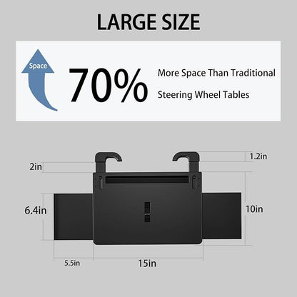 Steering Wheel Tray, Car Food Tray, Car Desk for Laptop, Multipurpose Car Table for Eating & Work, Adjustable Car Tray with Drawer and Anti-Slip Protective Adhesive - Image 3