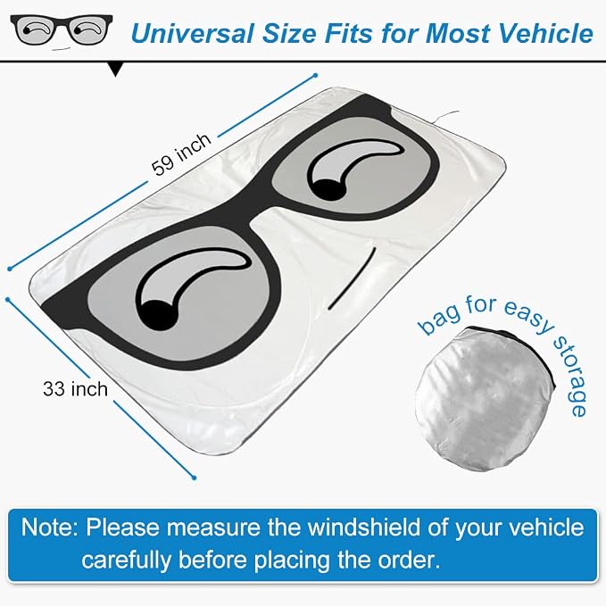 Car Windshield Sunshade, KANCOKIT Cartoon Pattern Auto Sun Shade for Front Window Sun Visor Protector UV Ray Reflector Shield to Keep Vehicle Cool Protect Kids Baby & Pets (59 x 33.5 Inch) - Image 3
