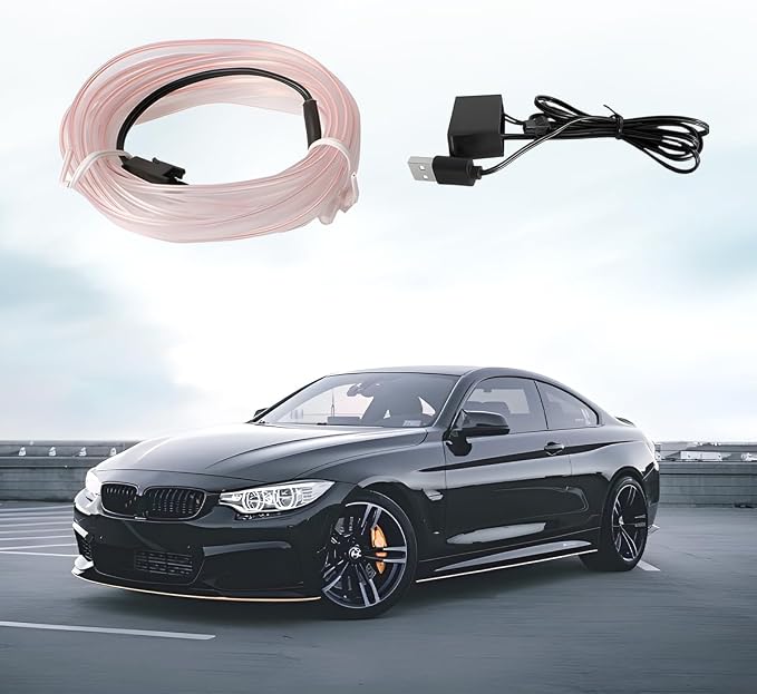 EL Wire Car LED Strip Lights, 10FT 5V USB Vehicle Ambient Lighting Kit with Fuse Protection, Automotive Interior Neon Decoration Lamp with 5mm Sewing Edge, Universal Fit (White) - Image 6