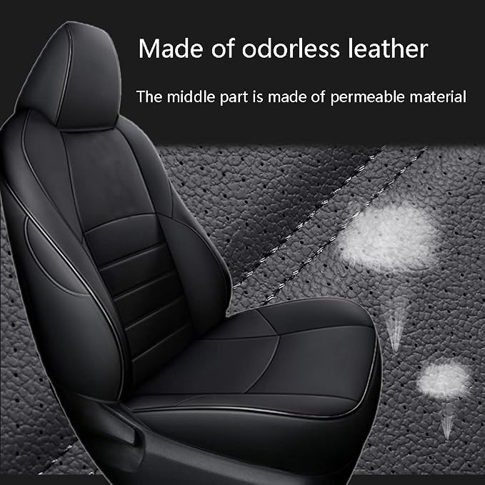 CocheFamilia Custom Fit Corolla Car Seat Covers for Select 2019 2020 2021 2022 2023 2024 2025 Toyota Corolla Hatchback SE, XSE, Nightshade - Full Set,Leather (Black) - Image 5