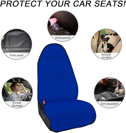DXNQ 2PCS Car Towel Seat Cover, Waterproof Sweating Non-Slip Premium Soft Towel Carseat Protector, Universal Machine Washable Car Truck SUV Front Seat Cover for Gym Workout Beach Hiking (Blue) - Image 6