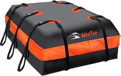Car Roof Bag Rooftop Cargo Carrier Bag Waterproof 20 Cubic Feet roof Cargo | Soft Shell Luggage Bag for All Cars with/Without Rack,Includes Anti-Slip Mat, 10 Reinforced Straps, 6 Door Hooks, Lock by MeeFar