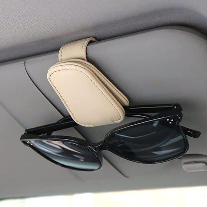 2-Packs Leather Sunglasses Holders for Car Sun Visor, Magnetic Glasses Eyeglass Hanger Clip for Car - Image 2