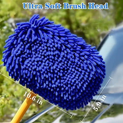MVEQRRN 15°Curved Chenille Car Wash Brush Mop with Long Handle(Blue) - Image 5