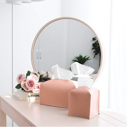 Carrotez Tissue Box Cover, [Refined] Modern PU Leather Rectangular Tissue Box Holder - Decorative Holder/Organizer for Bathroom Vanity Countertop, Night Stands, Office Desk 9.5"X5"X5" - Peach Pink - Image 7