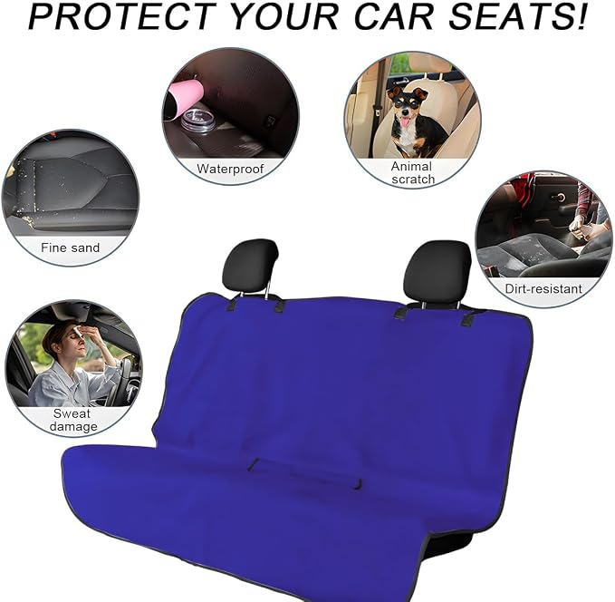 DXNQ Car Towel Seat Cover, Waterproof Sweating Non-Slip Premium Soft Towel Carseat Protector, Universal Machine Washable Car Truck SUV Front Seat Cover for Gym Workout Beach Hiking (Blue, Rear) - Image 6