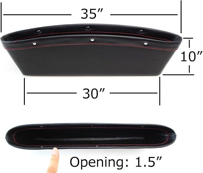 iJDMTOY Black Leather Car Side Pocket Organizers, Car Seat Catchers Compatible With Key, Wallet, Cell Phone, Sunglasses, etc - Image 2