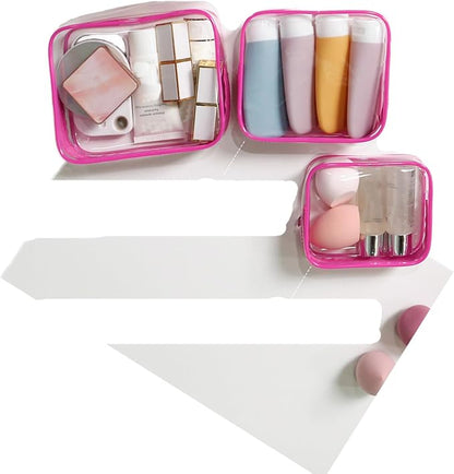 Buminee Clear Travel Bags for Toiletries, Makeup Bags, Toiletry Bag, 3 Pack Multipurpose Transparent TSA Cosmetic Bag Clear Pouch For Traveling-Plum - Image 3
