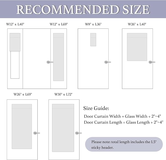 RYB HOME Natural Linen Textured French Door Window Curtains 100% Blackout | Self Adhesive, Thermal Insulated Privacy Energy Saving, Shades for Nursery Office Patio Glass Door, W26 x L69, 1 Panel - Image 8