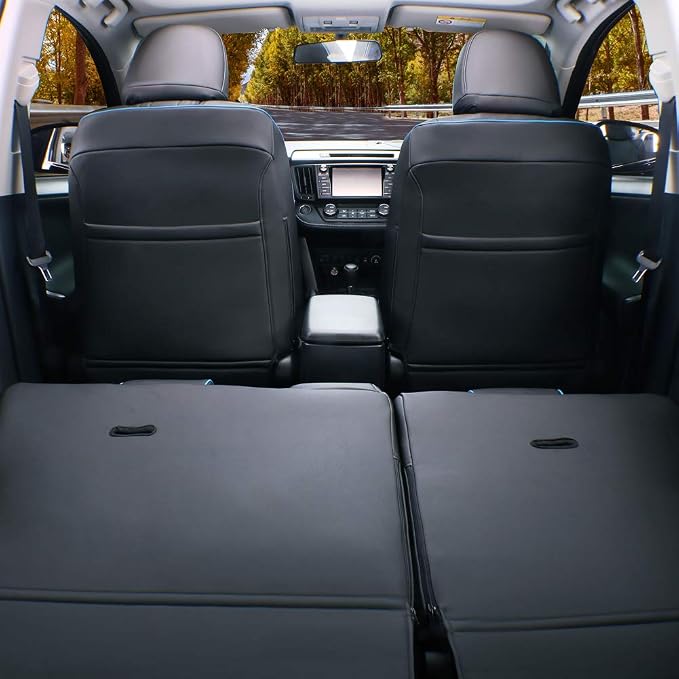 EKR Corolla Seat Covers Custom Fit for Toyota Corolla 2014 2015 2016 2017 2018 2019 L/LE Series Sedan,Leather Car Seat Cover Full Set for SUV-Faux Leather(Black with Blue Trim) - Image 6