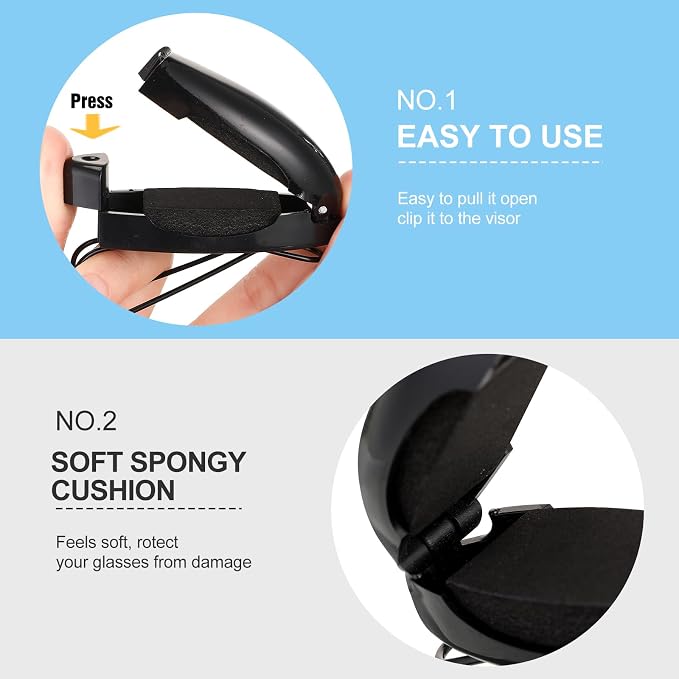 Frienda 10 Pieces Auto Car Vehicle Sun Visor Clip Holder for Sunglasses Glasses Holder Hanger Eyeglasses Mount Ticket Card Clip Car Accessories(Black) - Image 4