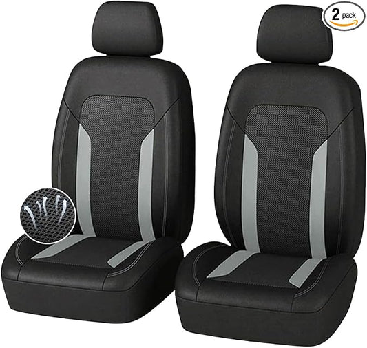 4PCS Cooling Car Seat Covers,Breathable Front Seat Covers with Mesh Construction and Foam Padding,Car Seat Protector to Reduce Back Sweating,Universal Car Interior for Car SUV (Gray) by Unknown