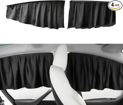 TPARTS Side Window Sun Shade Curtains for Tesla Model 3 2026-2018 AllModels | 4-piece blackout sun shades provide privacy and heat protection while fitting front and rear side windows for Tesla Model 3 by TPARTS