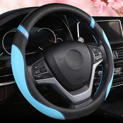Universal Leather Steering Wheel Cover for Women Steering Wheel Cover for Car 15 inch (Blue) by Cxtiy