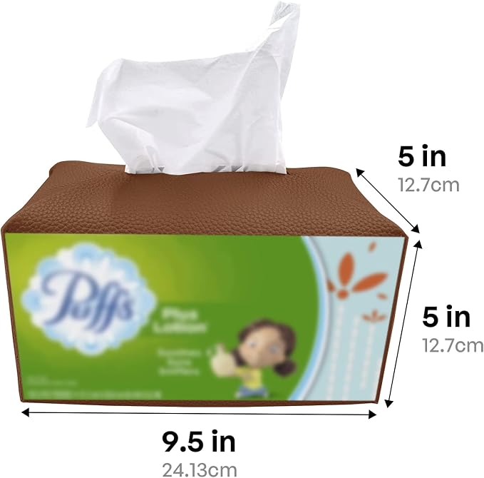 Carrotez Tissue Box Cover, [Refined] Modern PU Leather Rectangular Tissue Box Holder - Decorative Holder/Organizer for Bathroom Vanity Countertop, Night Stands, Office Desk 9.5"X5"X5" - Camel - Image 5