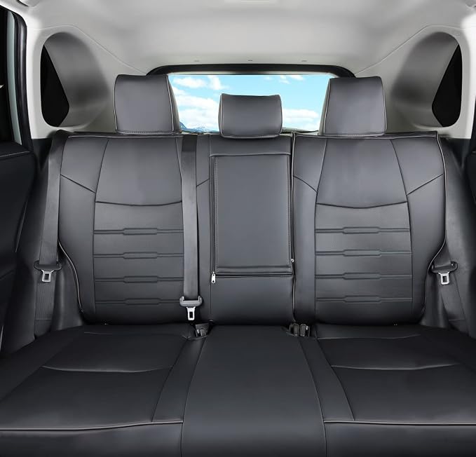 Custom Seat Covers for RAV4 (Not for Hybrid) Fit for Toyota RAV4 LE Limited XLE 2019 2020 2021 2022 2023 2024 2025 with Waterproof Faux Leather (LU01-XLE, Pure Black) - Image 3