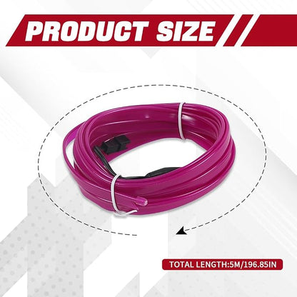 EL Wire Interior Car LED Strip Lights, 16.4FT RGB USB Neon Automotive Light Strip, Electroluminescent Vehicle Ambient Lighting Kit, Interior Decoration Car Accessories (Purple) - Image 2