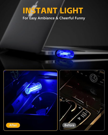 2PCS USB Lights for Car, Touch Adjustment Lights, Plug in USB Vehicle Interior Ambient Light, Mini LED Retro Bulb Glass Bottle Night Light for Camping, Holiday Decoration, Party, Bedroom (Blue) - Image 2