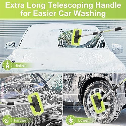 65”165cm Car Wash Brush Long Handle Soft Bristle Scrub Cleaning Mop with 4 Hand-held Places Extendable Washing Brushes Broom Kit for RV Boat Truck SUV Caravan Solar Panel House Siding,Sweep Snow - Image 3