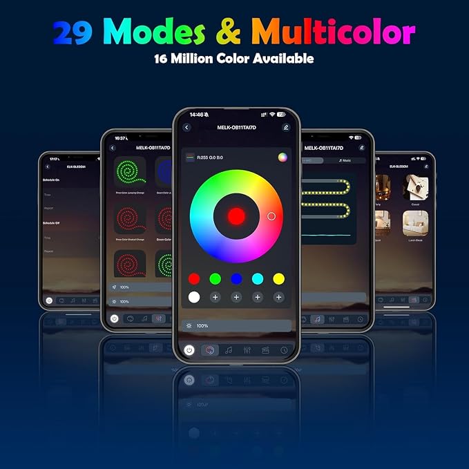 6 in 1 Car Led Strip Lights with App Control, RGB Colors Interior Car Lights, Ambient Led Lighting Kit, 4 Light Flashing Modes, USB Neon Accessories for Doors, Center Console - Image 6