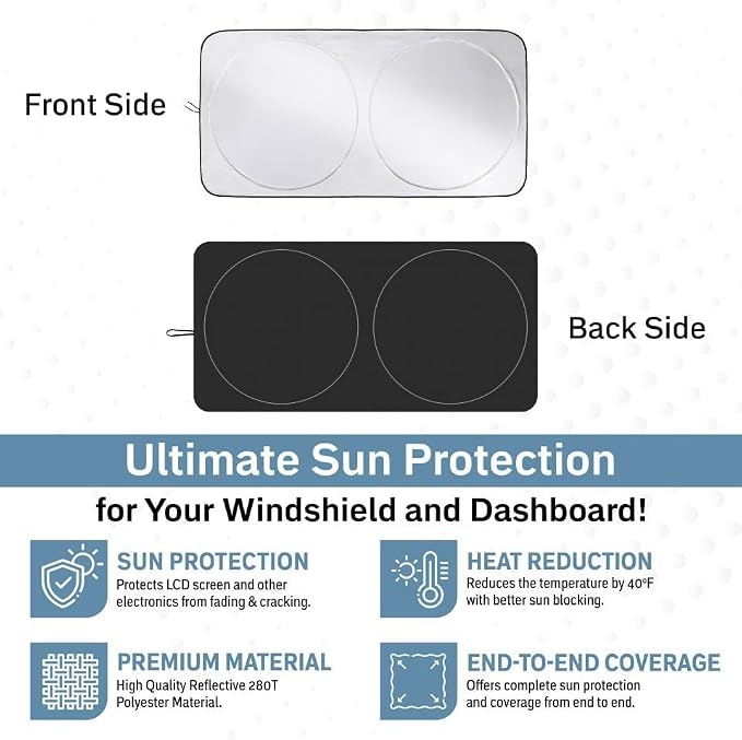 Autovir Windshield Sun Shade, Foldable Car Window Shades, 280T Visor Shade - Image 7