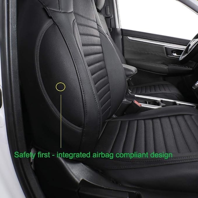 EKR Car Seat Covers for Honda CRV 2015-2016 Leatherette Full Set | Custom Fit for Honda CRV 2015 2016 Full Wrap,Airbag Compatible,Waterproof Pet-resistant,Faux Leather(Black) - Image 6
