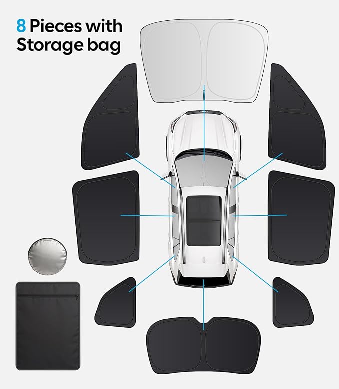 Wigoo 2026 8PC Full Set Window Sunshade for Subaru Forester 2019-2024 | 7-Layer Cooler & Blacker, Ice-Crystal Tech, Full Set Shades With Windshield for Sun Block, Camping Accessories - Image 9