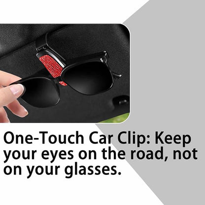 Shimmering Rhinestone Car Visor Clips (2-Pack) - One-Handed Glam Sunglass Holder, Secure Clip for Sun Visor (Red) - Image 5